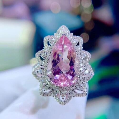 H317 Morganite Ring 4.85ct Fine Jewelry 18K Gold 100% Natural Pink Beryl Heliodor Morganite Jewellery for women Fine Ring