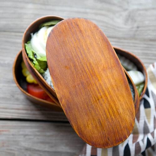 Handmade quality wooden bento box creative kid box travelling dining boxes Japan Style tableware portable double-layers