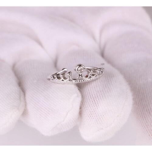 Hgflyxu Gold Sliver Rose gold color adjustable rings for women Crown design with crystal Rhinestone Simple open ring 2020