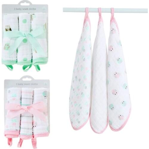 3Pcs Baby Feeding Towel Cotton Gauze Baby Saliva Towel Washcloths Newborns Handkerchief Facecloth Nursing Towel