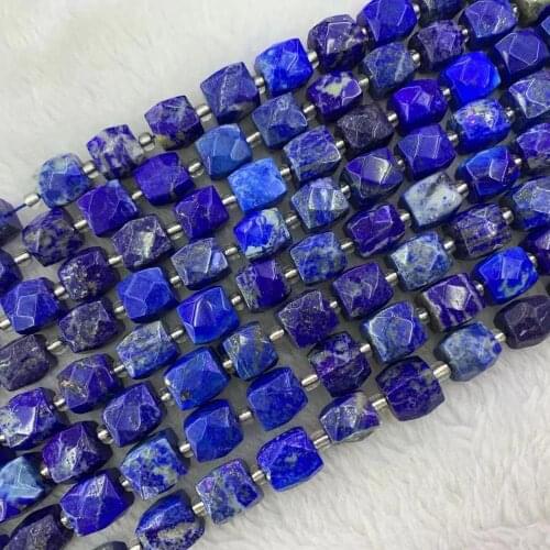 Square faceted natural Lapis lazuli stone beads natural gemstone beads DIY loose beads for jewelry making strand 15" wholesale
