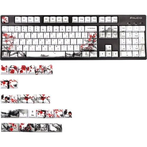 128 Keys Mechanical Keyboard PBT Keycap Plum Blossom Cherry Profile DYE-Sub