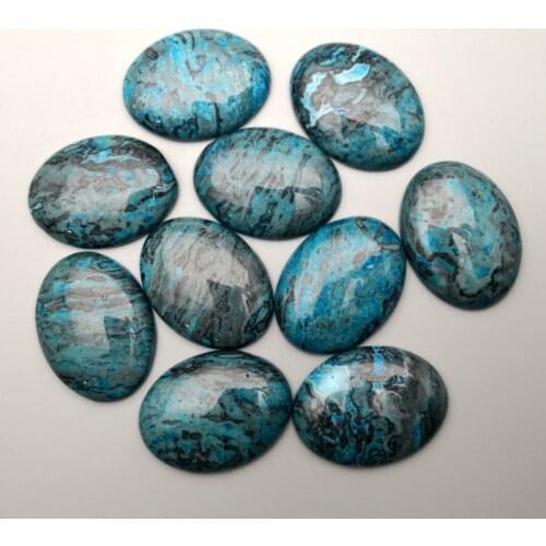 Fashion blue natural stone beads for Jewelry making oval cabochon 30x40MM 10pcs no hloe charm ring accessories