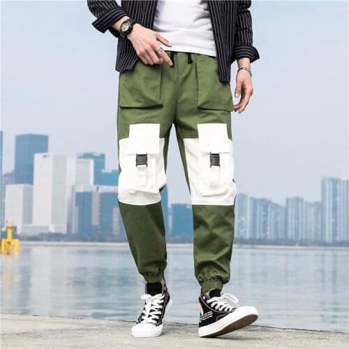 Mens Cargo Pants Streetwear Multi-pocket splice Harem pants Men Trousers Casual Jogger Harajuku men track pants Mens Clothing