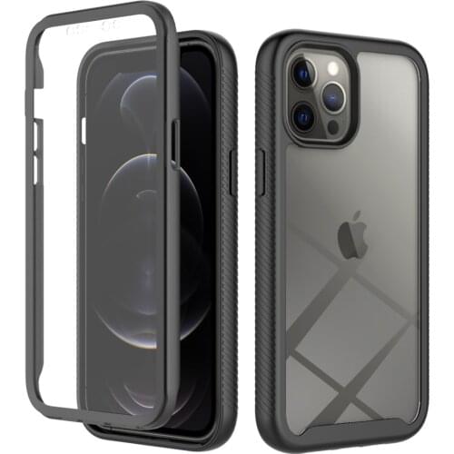 Soft TPU Hard PC + PET Front Film Protective Case For iPhone 12 Mini 11 Pro Xs Max XR X 6 7 8Plus Transparent Acrylic Back Cover