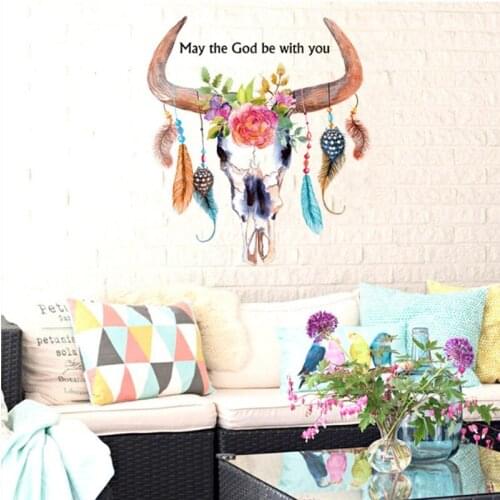 Wall Stickers Poster Ox-head Decal Home Decoration DIY Child Wallpaper 3D House Decoration 60x66cm CP0573