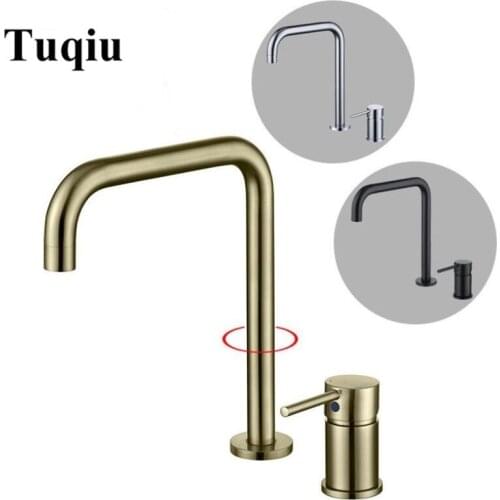 New Arrival brush gold Bathroom Basin Faucet Widespread Lavatory Mixer Tap Brass Sink tap