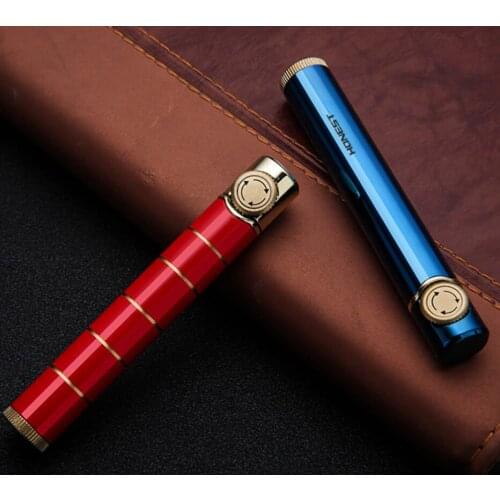 New arrival Honest Mini inflatable lighter Personalized cigarette shaped grinding wheel cylinder metal lighter Fashion gift box