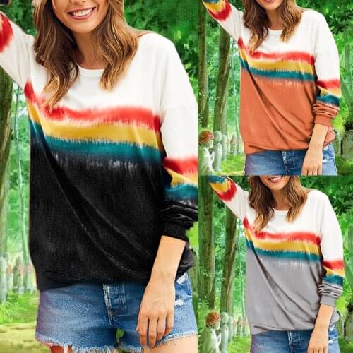 Ombre Pullover Hoodies Rainbow Striped Oversized Sweatshirt Gradient Color Poleron Mujer 2020 Hipster Tie Dye Hoodies Women 5xl
