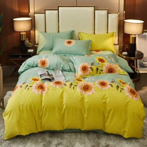 4Pcs Bedding Set Sanding Duvet Cover Bed Linen 100% Cotton Printing Twin Full Queen King Thickening Bedding Autumn Winter