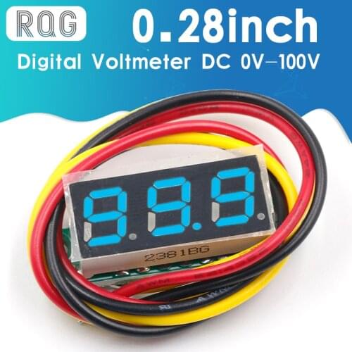 Three line precision DC digital voltmeter head LED digital voltmeter DC4.5V-30V 0.28 Inch Mini Digital Voltmeter 0-100V
