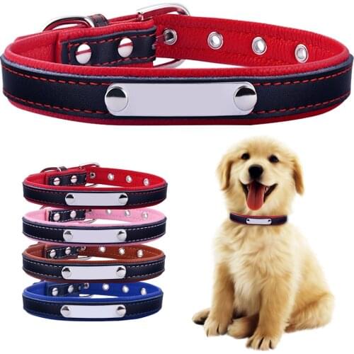 Adjustable Solid Leather Dog Collar Unisex Pet Tag Dog Collar KItten Cat Collar Puppy Small Medium Large Leather Cat Collar