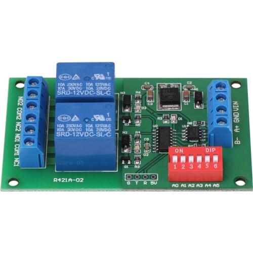 DC 12V 2 CH RS485 Relay RTU & AT Command 2 CH RS485 Relay PLC Controller UART Serial Port Switch High Quality