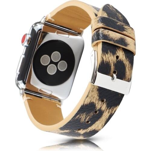 New Fashion Leopard Print Leather Band for Apple Watch SE 40mm 44mm 38mm 42mm Strap for iWatch Series 6 5 4 3 2 1 Bracelet Belt