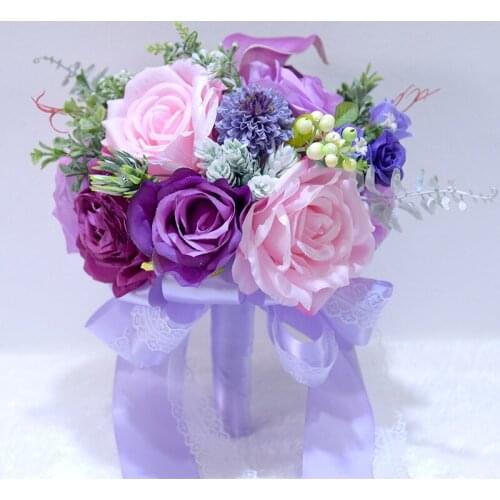 Handmade Silk Elegant Lace Western Style Wedding Bouquets Bridal Bouquet with Flowers Bouquet Rose Artificielle