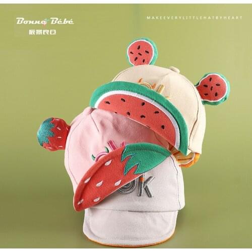 Hat 2020 Spring And Summer New Style Pure Cotton Cute Fruit Ear Brim Sun-resistant Baby Topeecap
