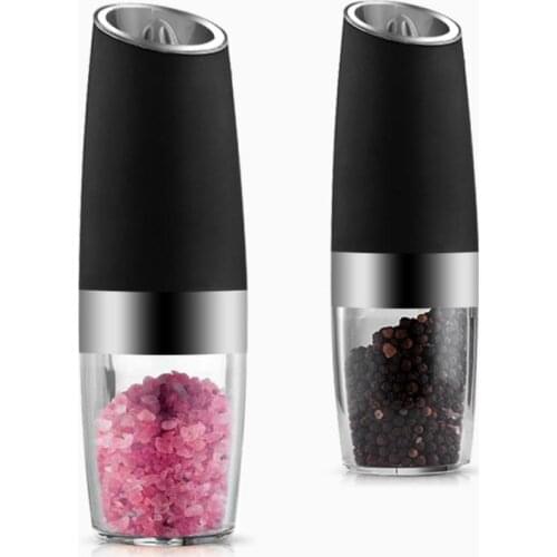 LED Light Salt Pepper Grinding Electronic Pepper Grinder Mill Stainless Steel Gravity Induction Grinder Kitchen Accessories