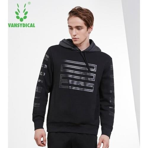 Vansydical Autumn Winter Sports Sweater Hoodies Mens Printed Long Sleeve Outerwear Sportswear Tops Outdoor Workout Pullovers