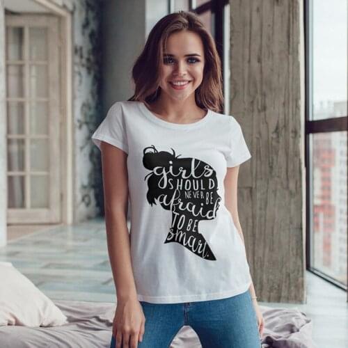 Girls Should Never Be Afraid to Be Smart T-shirt Casual 90s Girl Power Feminist Tshirt Funny Graphic Womens Right Tees Tops