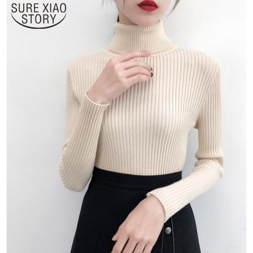 2021 Spring Autumn Winter Women Sweater Solid Turtleneck Female Casual Pullover Full Sleeve Warm Soft Knitted ladyoffice 6033
