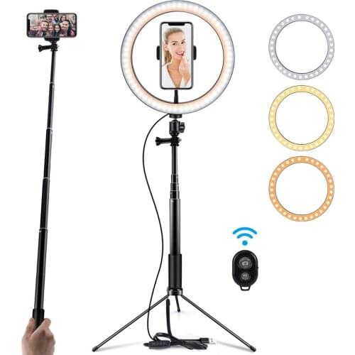 10inch Photography Table LED Light Tripod Ring Lamp Youtube Video Live 5500k Photo Studio Selfie Stick Makeup Light For Phone