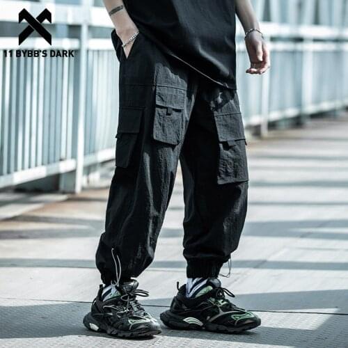 11 BYBBS DARK Hip Hop Cargo Pants Mens 2021SS Functional Loose Joggers Men Trousers Streetwear Multi Pockets Pants Loose Black