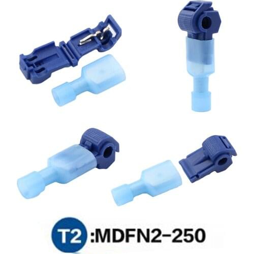 20pcs/ 10set blue T Type Quick Splice Crimp Terminal Wire Convenient Connector For Standard 1.5-2.5 Wire Line Free Shipping