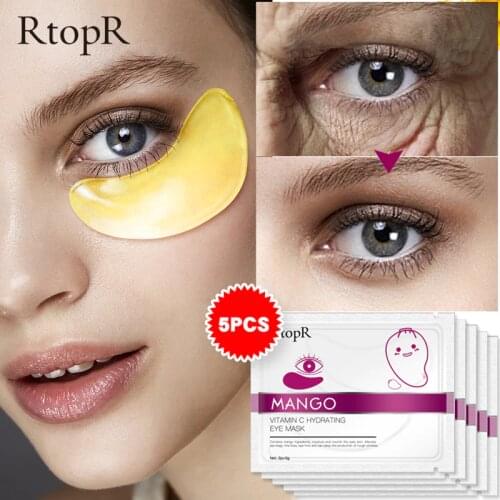 5pcs Anti-Aging Vitamin C Eye Mask Hydrating Crystal Collagen Gel Patch Remove Dark Circles Moisturizing For Eye Skin Care
