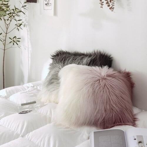 50cm High Quality European Plush Pillow Case Wool pillowc Cover Faux Fur Bed Pillowcase Cover Christmas Pillow Cover
