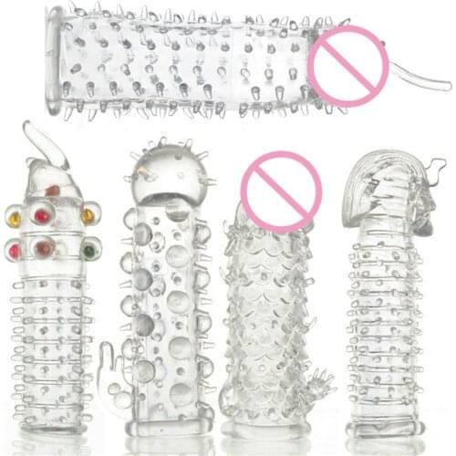 6 Models Delay Crystal Penis Sleeve Textured Extension Reusable Penis For Couple Ring Sex Products Adult Sex Toys For Men