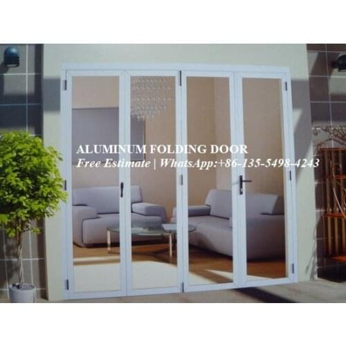 Aluminum folding door for restaurant,Wood color surface treatment aluminium profile 70 series glass folding for balcony door