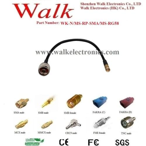 Antenna cable/RF cable assembly/cable antenna: N male straight to RP-SMA male straight with RG58 cable