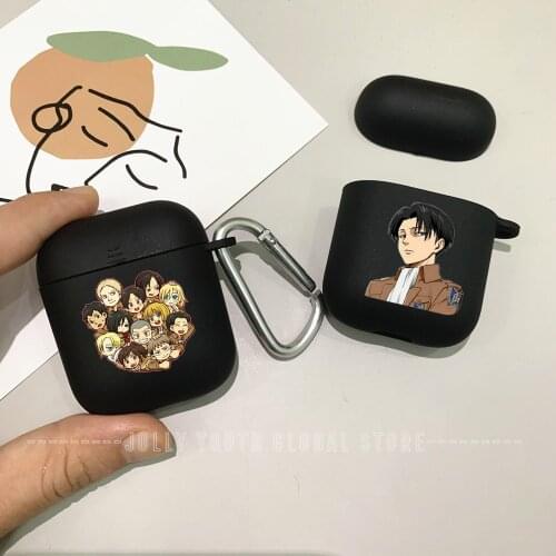 Anime Japanese attack on Titan levi Earphone Case For Apple Airpods 1 2 Charging Box Cover For AirPods Pro Black Matte TPU Coque