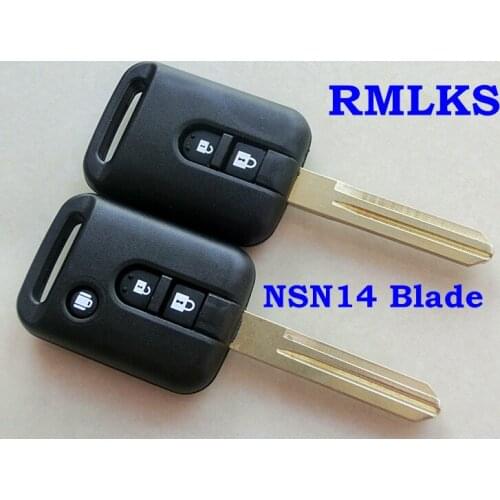 RMLKS 2 3 Button Remote Uncut NSN14 Blade Car Key Fob Case Shell Fit For Nissan Navara Almera Key Flip Car Key Cover Replacement