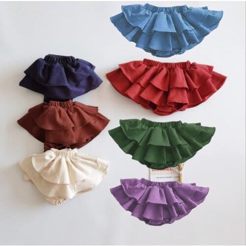 Double layers Ruffles lace baby skirt pants Summer cotton linen kids pettiskirt toddler dancing wedding clothing tutu skirt