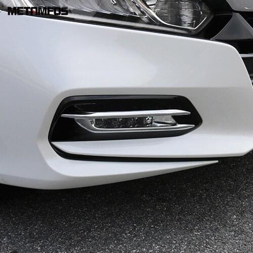 Chrome Front Fog Light Lamp Cover Trim For Honda Accord 2018 2019 2020 Foglight Eyebrow Eyelid Sticker Accessories Car Styling