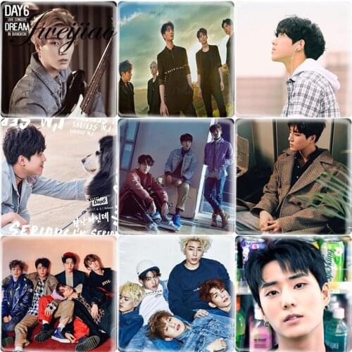 JWEIJIAO 5pcs/lot Fashion Kpop Singer Day6 Square Shape Glass Cabochon 12mm Pattern DIY Jewelry Accessories