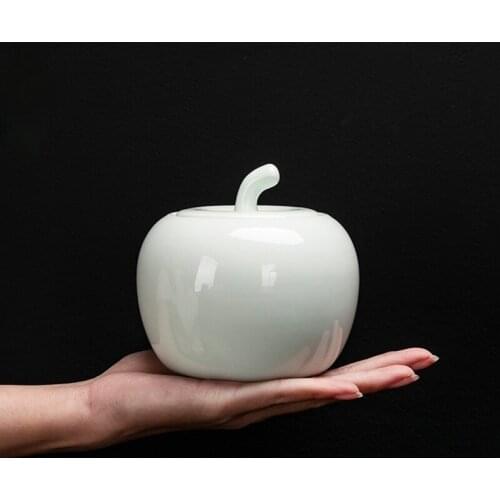 Modern Pure Color Ceramic Apple Storage Jar Household Sealed Tea Caddy Small Object Jewelry Storage Jar with Lid Home Decoration