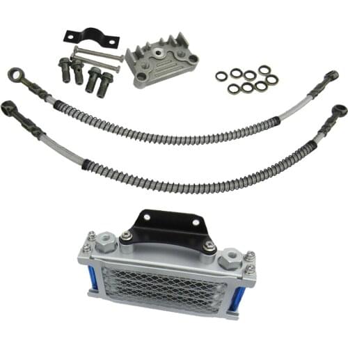 High Flow Bike Oil Cooler Radiator Kit Engine Fitting Pipe For 50cc - 140cc