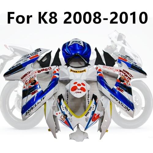Motorcycle Blue White Anime For Suzuki GSXR600 GSXR750 K8 2008-2010 08-09-10 Injection Bodywork Full Fairing Kits Cowling Kit