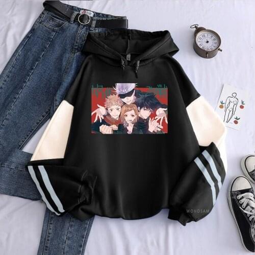 Anime Jujutsu Kaisen Gojo Satoru Friend Poster Graphic Mens Hoodies Fashion Korean Autumn Winter Harajuku Patchwork Sweatshirts