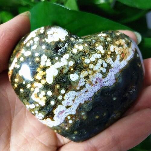 Natural sea jasper stone sea gem heart crystal stone mineral specimen crystal ston