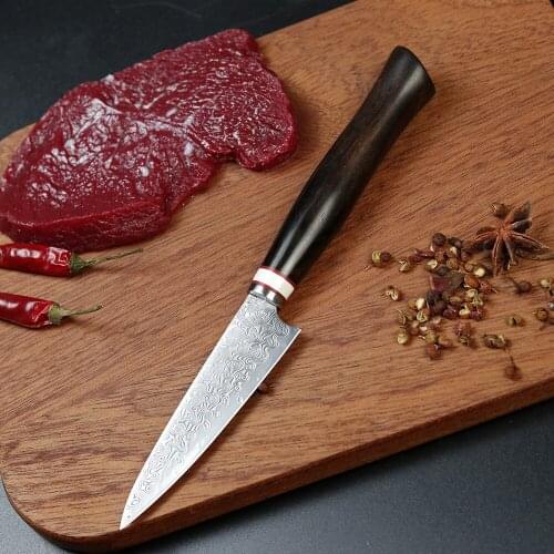 New style ebony cut handle meat slices fruit carving collection outdoor EDC utility knife Damascus VG10 steel blade best gift