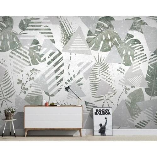 Papel de parede Tropical plant leaf geometric line 3d wallpaper murals,living room sofa TV wall bedroom wall papers home decor