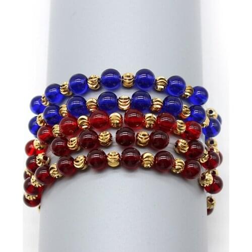 Dark Red Blue Womens Mens Natural Crystal Stone Bracelets&bangles Alloy Spacer beads Bracelets Jewelry for men gift