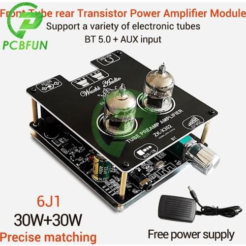 DC 12V X302 Bluetooth 5.0 Amplifier 30W+30W Power Amplifier Module 6J1 Tube Front Stage Accurate Pairing HIFI Power Supply