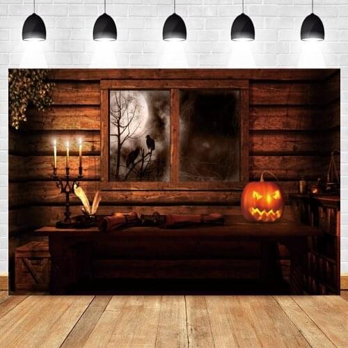Yeele Halloween Moon Pumpkin Backdrop Room Window Lantern Baby Birthday Background Photography Photophone Photocall Photo Studio