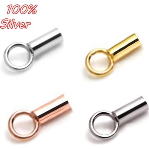10pcs 925 Sterling Silver Color End Caps Clasps for Leather Bracelet Jewelry Necklace DIY Making Accessories