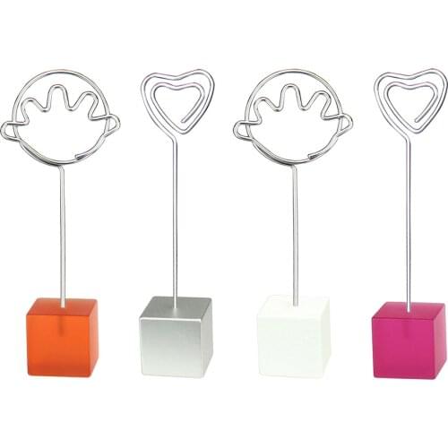 Lot 10pcs Cube Base Music Wire Photo Clip,Color Memo Holder,Note Card Clamp,Wedding Party Favor,Personalized Present