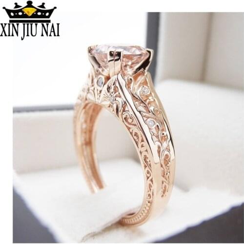 3 colors Vintage Princess Flower ring Rose Gold /Champagne AAAAA Cz Party wedding band rings For women men Dropshipping Jewelry